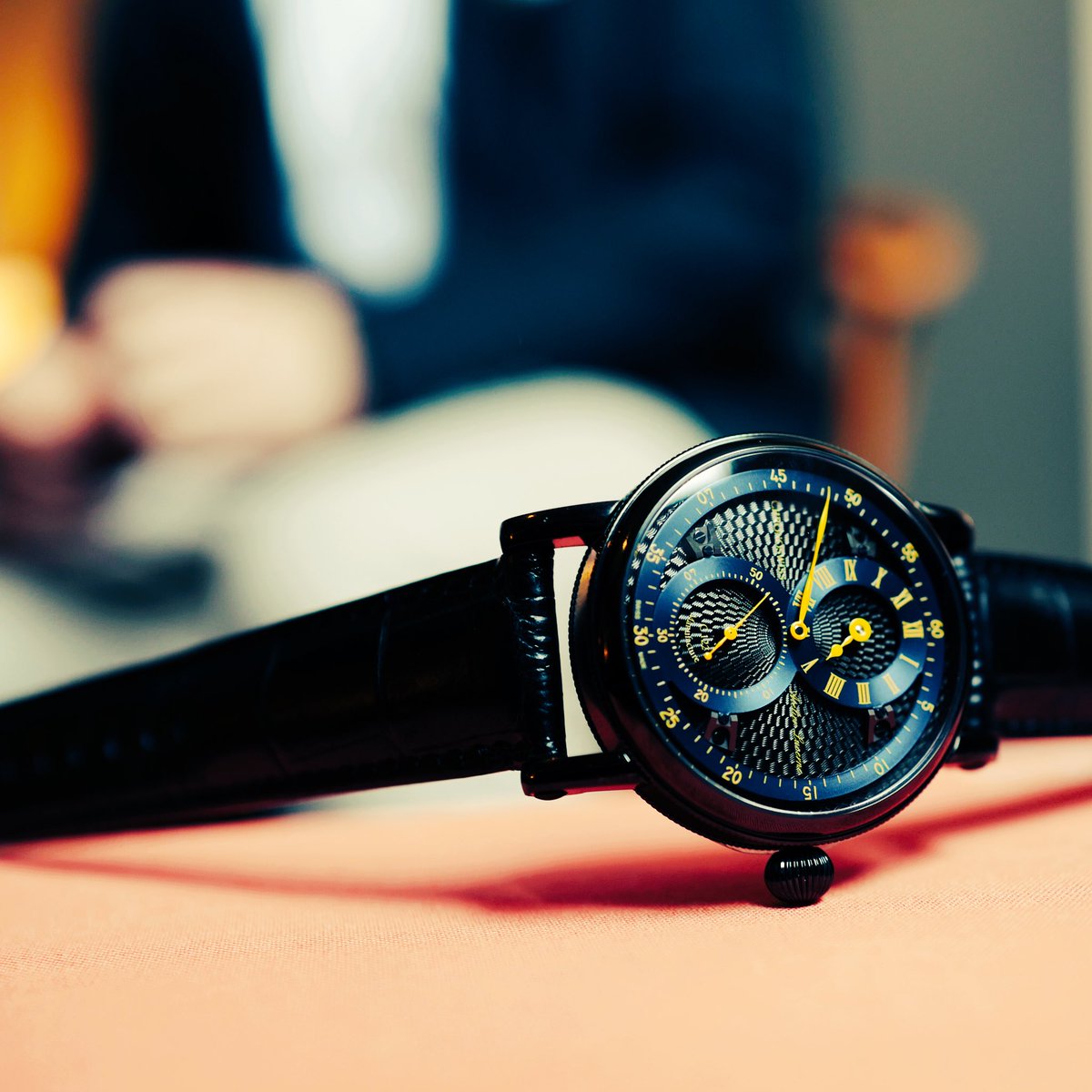Chronoswiss's tweet photo. A little more Blue & Yellow Flying Regulator! #regulateyourtime https://t.co/tgWPLDacOu