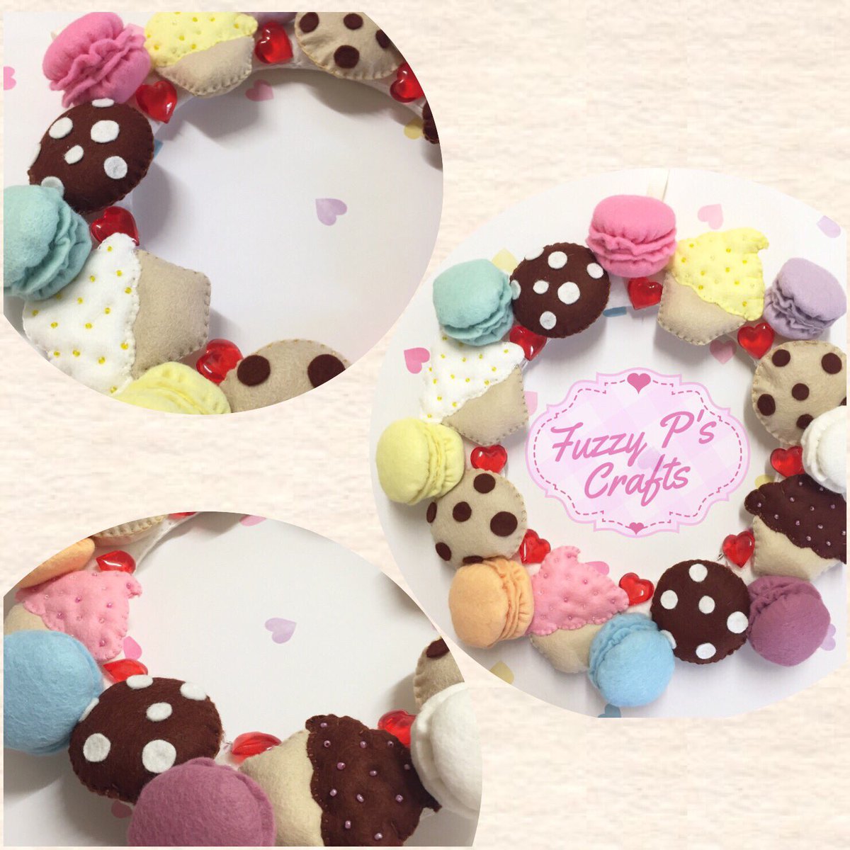 Fuzzypscrafts's tweet photo. #offtoUSA #handmade #cake #macaron #felt #wreath @Craft_Hour @HMNation @HandmadeHour #womeninbiz #etsy #birmingham https://t.co/CHEip8t5gi