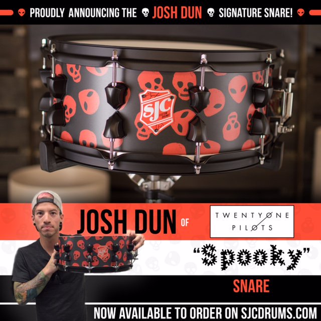 twentyonepilots's tweet photo. here's spooky jim's new snare by @SJCdrums [https://t.co/kbZmhAVXWe] https://t.co/c4j0shVazN