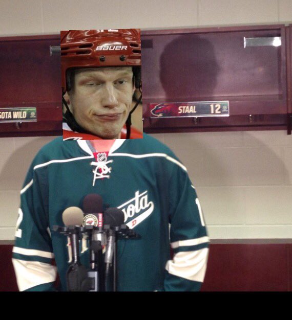 heatdaddy69420's tweet photo. Yeah, Eric Staal actually looks decent in a Wild jersey. https://t.co/oV8JLtvk0v