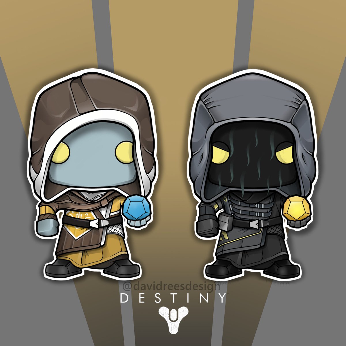 DavidReesDesign's tweet image. The generous pair. Had to do it. They're just so god damn giving. No sarcasm here! #destiny #gaming #funko #design