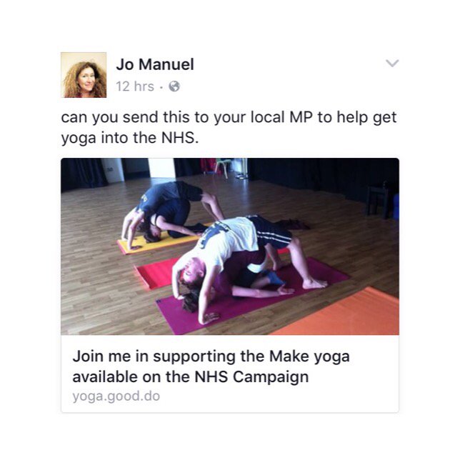 Sent to my local MP ✅
I've witnessed yoga transform lives including mine, yoga in the NHS would be a dream 🌈✨💗