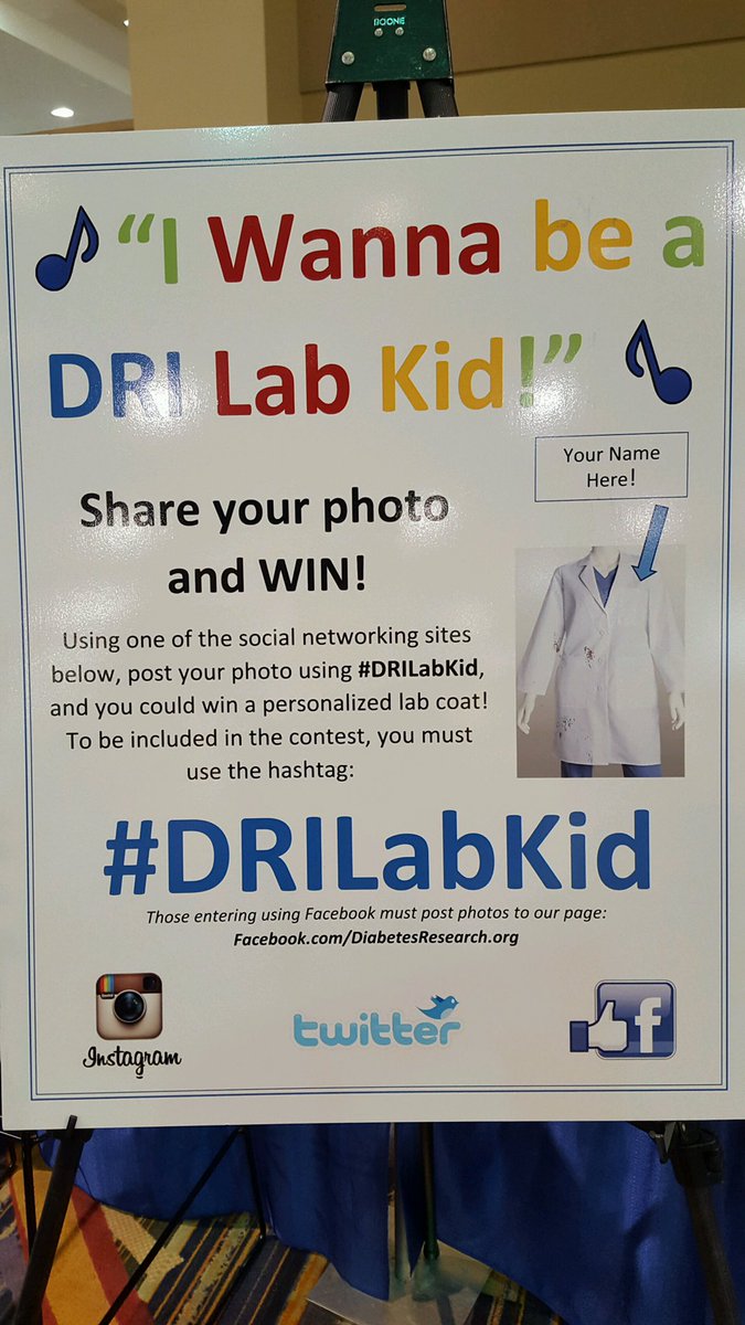 Diabetes_DRI's tweet photo. Stop by our booth, have fun, snap a pic & post with #DRILabKid hashtag for chance to win! #CWDFFL16 https://t.co/h2aTFH7LMq
