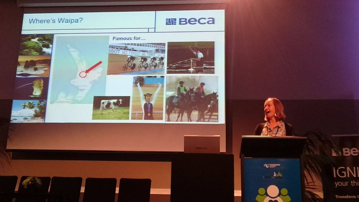BecaGroup's tweet photo. Cara Phillips presenting live at #2WALKandCYCLE Conference #cycling #community @Waipa_DC https://t.co/nQ9DH03okd