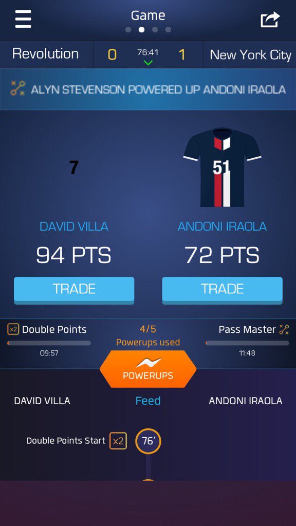 B94Hill's tweet photo. Just used my Double Up on David Villa on @ultimatefanlive for #NERevs vs #NYCFC https://t.co/aAvvNCemcp https://t.co/o3wOvKQUqw