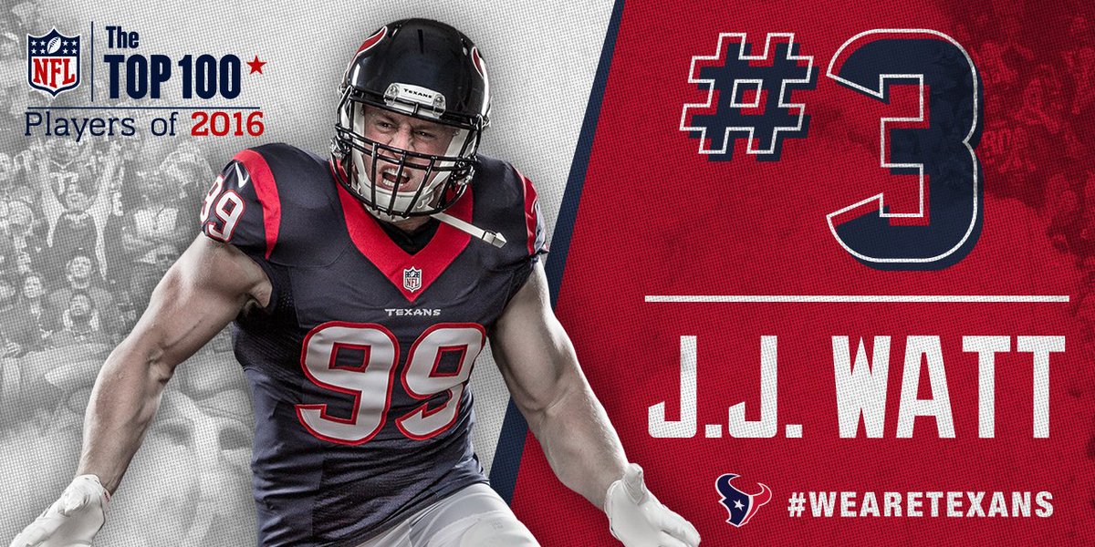 HoustonTexans's tweet photo. J.
J.

WATT!

#NFLTop100 https://t.co/VI4f5LOLmy