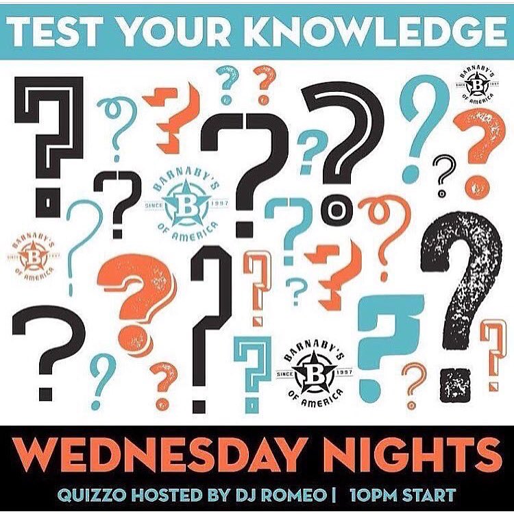 Test your knowledge tonight with @djromeo24 Quizzo starts at 10pm along with great drink &amp; wing specials !