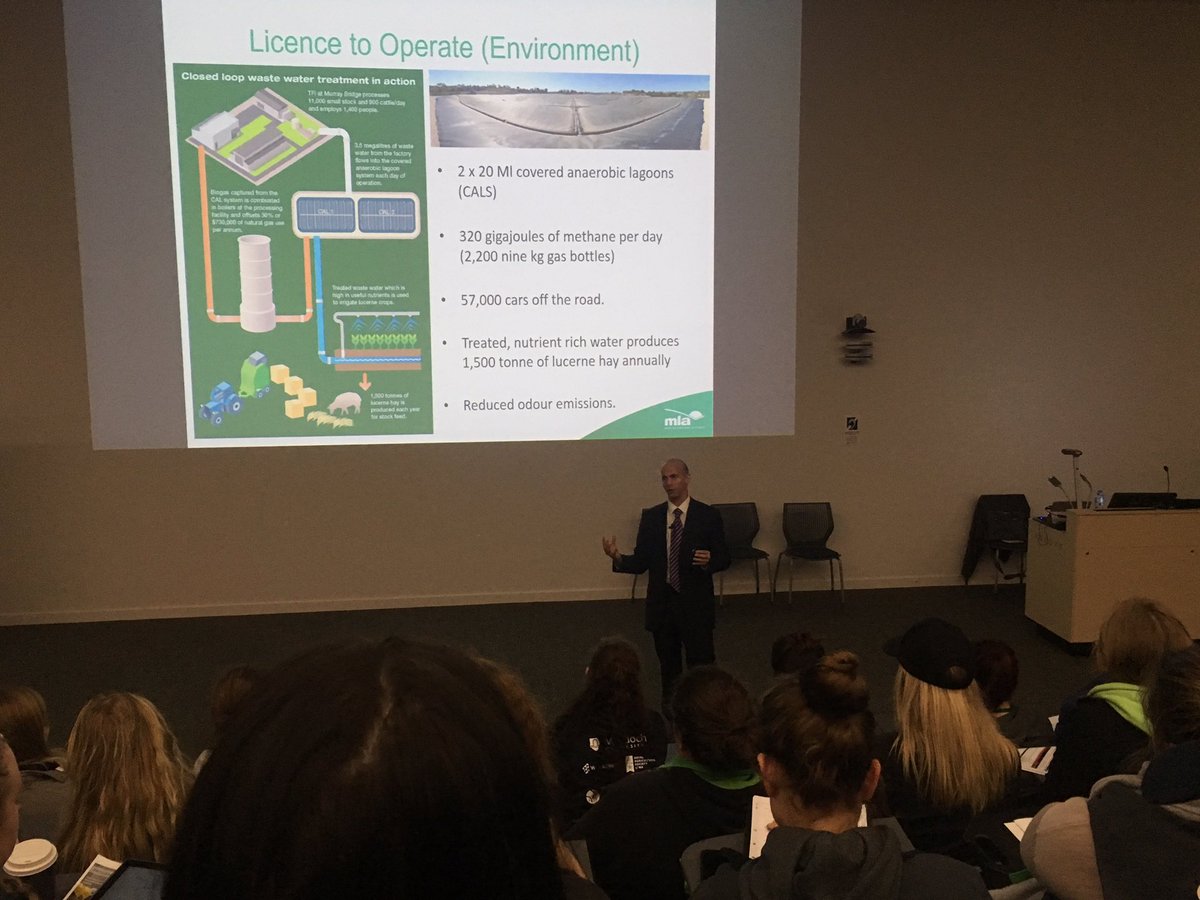 pruemccormack's tweet photo. Innovation improves environmental impact &amp; productivity says Sean from @meatlivestock at #ICMJ16 @ausmeatjudging https://t.co/sGw2TBLqW7