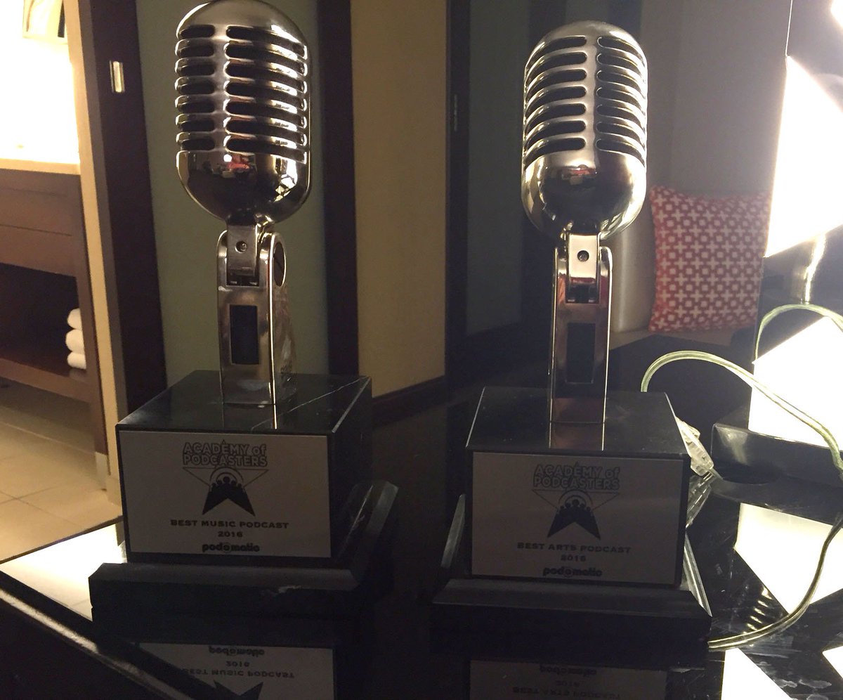 I'm not there, but <a href="/SongExploder/">Song Exploder</a> just won Best Music Podcast at #PodcastMovement! <a href="/romanmars/">Roman Mars</a> won Best Arts Podcast.