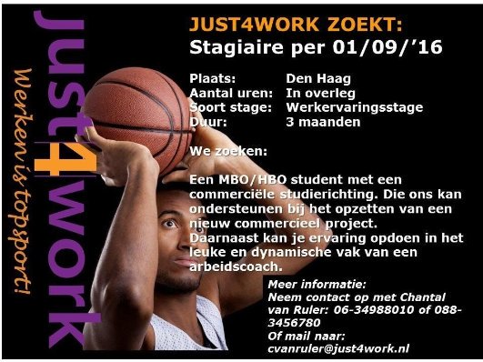 Just4worktweets's tweet photo. Ja wij zijn op zoek naar jou!! #stage #jobcoach #denhaag #commercieel #hbo #werkervaringsstage #just4work https://t.co/mgS1WzQtFN