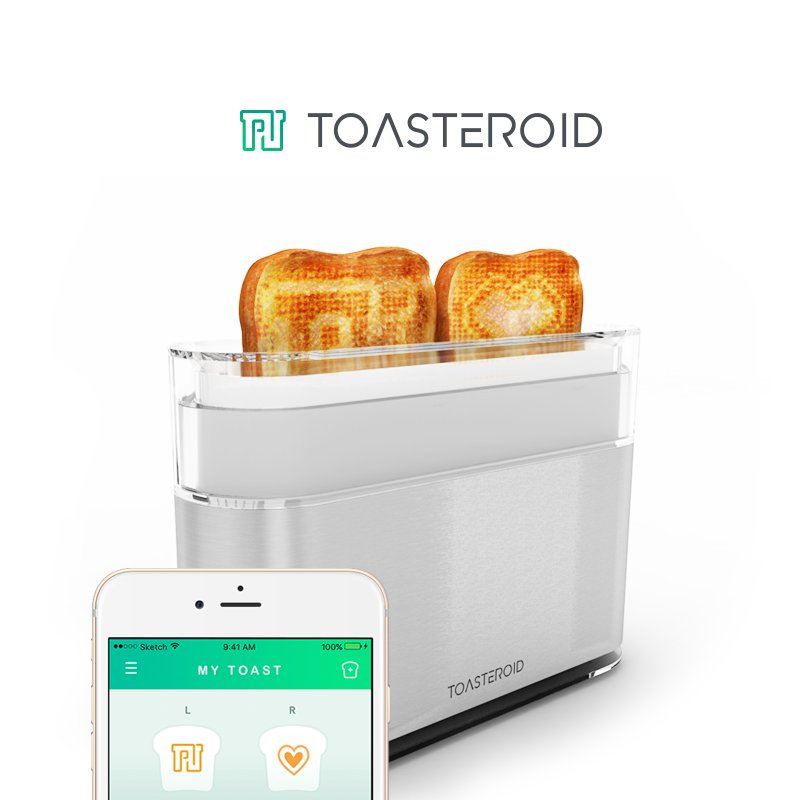 Toasteroid_'s tweet image. #Toasteroid, The first #SmartToaster that can be connected to an app to toast anything you want! #DoodleOnYourToast