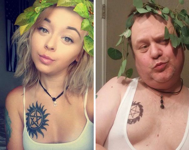 Dad Trolls His Daughter By Recreating Her Selfies boredpanda.com/dad-recreates-…