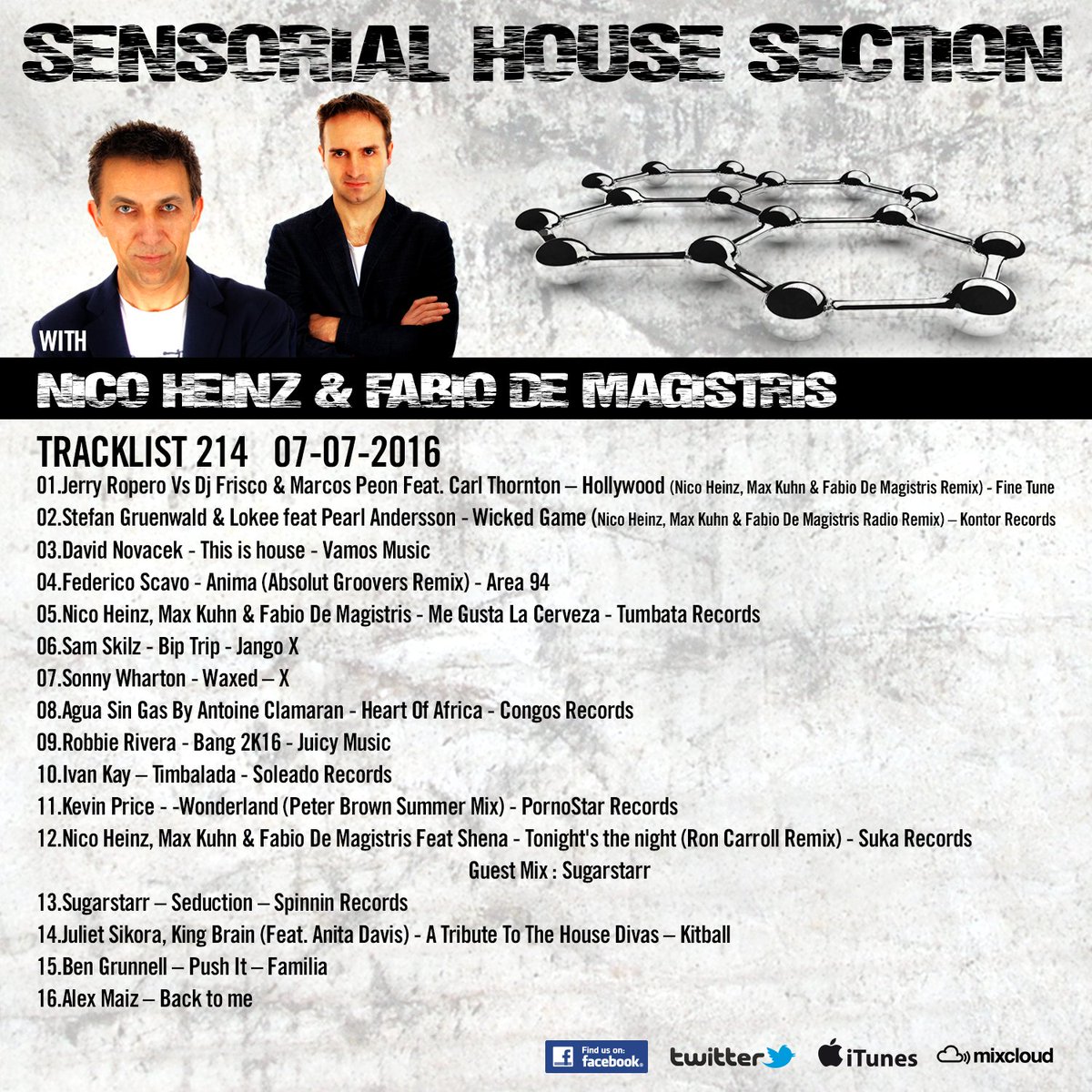 NicoHeinzDj's tweet photo. Sensorial House 214 @mixcloud @sugarstarr @SpinninDeep @Jerryropero @tullidorecords @FriscoMarcosdjs @marcospeon #dj https://t.co/1CdIneACUJ