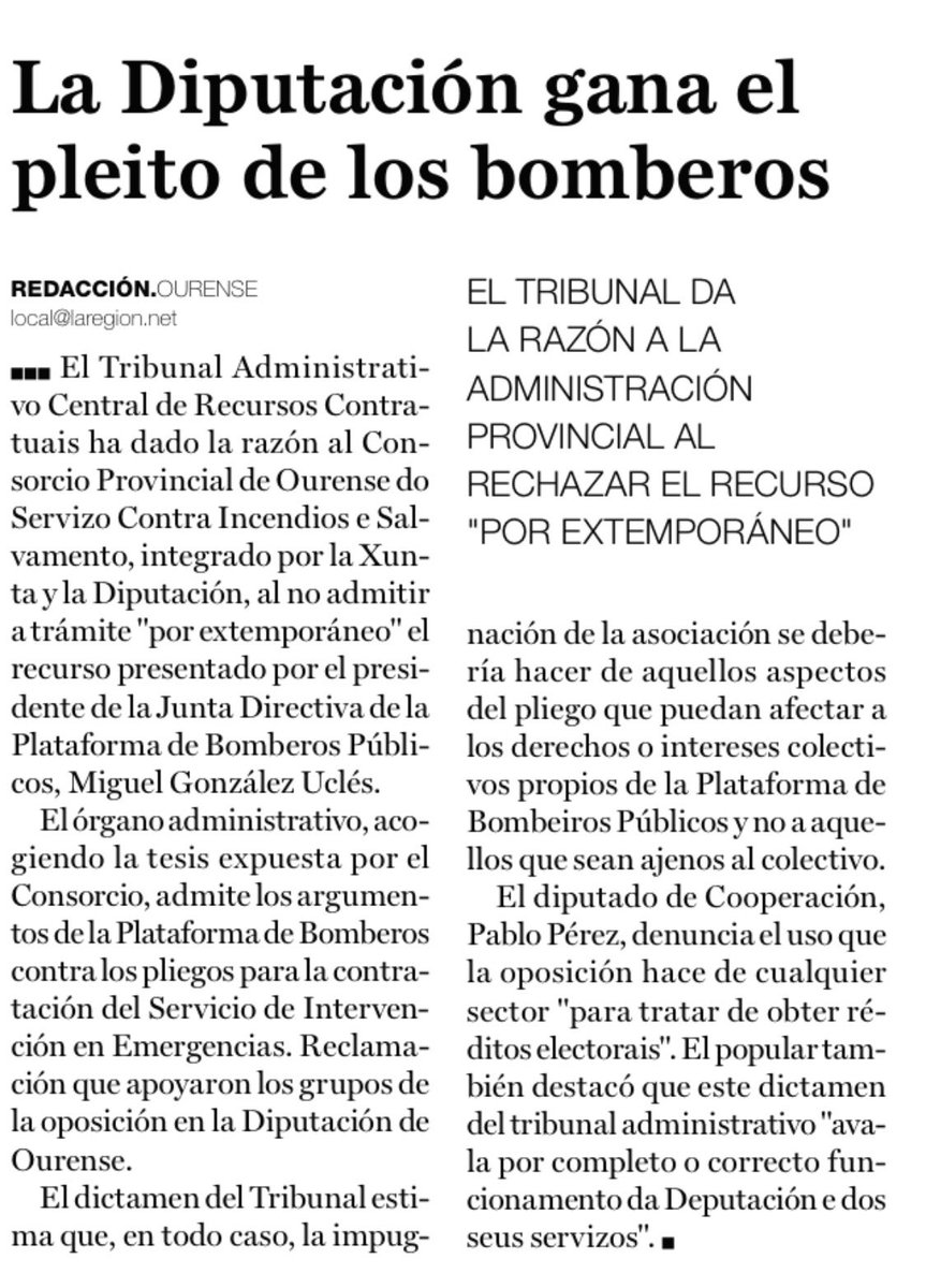 DeputacionOU's tweet photo. 📰  @LaRegion, La Diputación gana el pleito de los Bomberos https://t.co/4rSmCStMjp