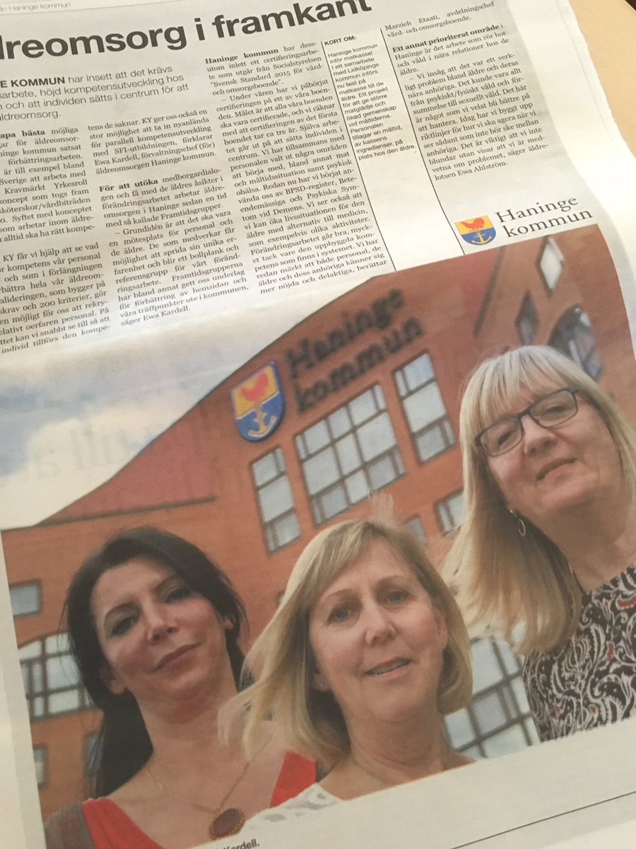 Filipssonetc's tweet image. Tillbaka på landbacken och blir glad över ambition och leverans i Haninge. #förvaltning #äldreomsorg