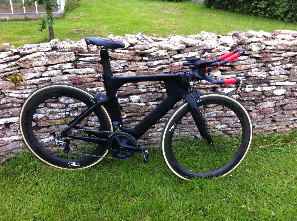 PCycles's tweet photo. The finished article ready for @LCWWales #newbike #triathlon @Orbea @UpgradeBikes @ukreynolds @IanCammish https://t.co/F7rCzNlE7Q