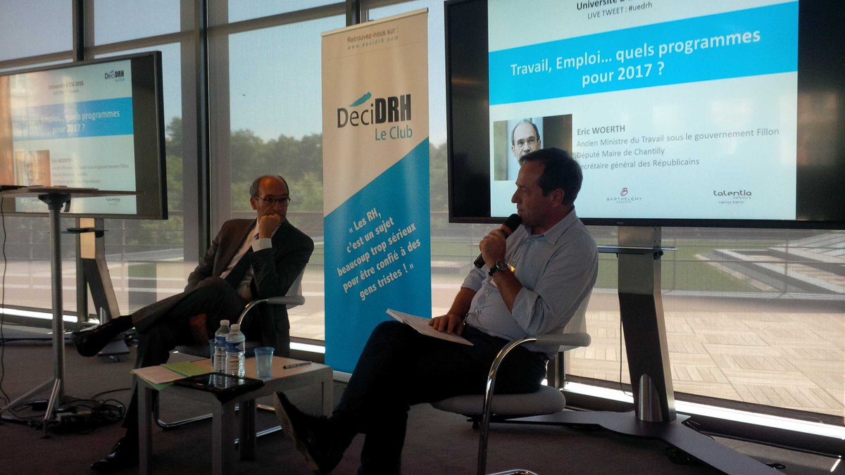 LEPARQ's tweet photo. #uedrh #decidrh Eric Woerth a l'université DéciDRH à Chantilly = travail, emploi...quels progranmes? https://t.co/vudIfGF1P8