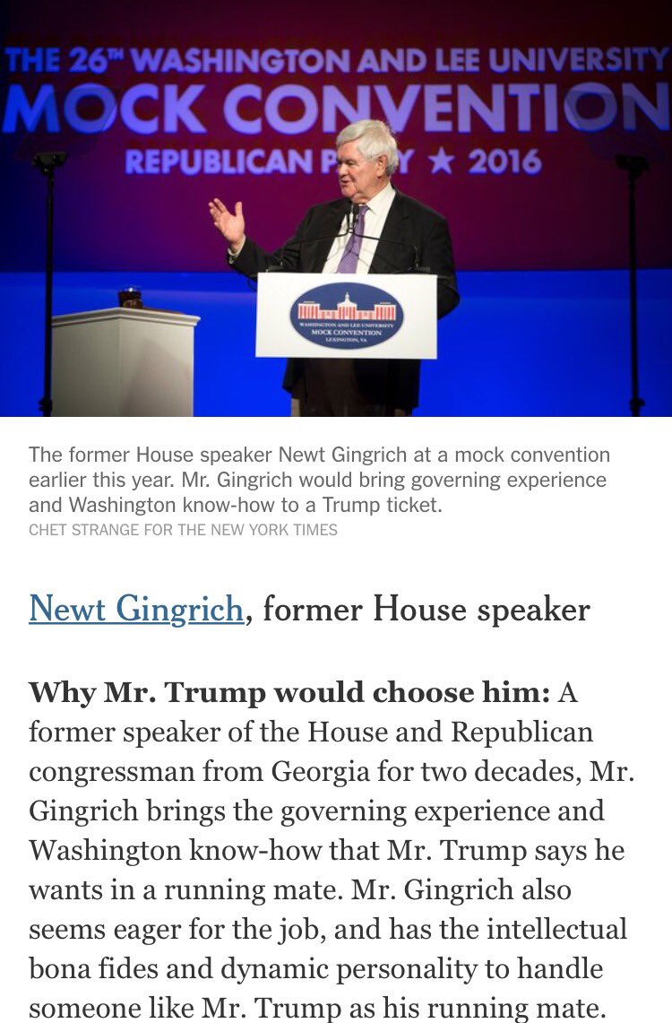 mockconvention's tweet photo. We love that @nytimes uses a pic from #MockCon2016 as their stock picture for @newtgingrich! https://t.co/j53Aq4doMf https://t.co/y5aVTqa6Mj