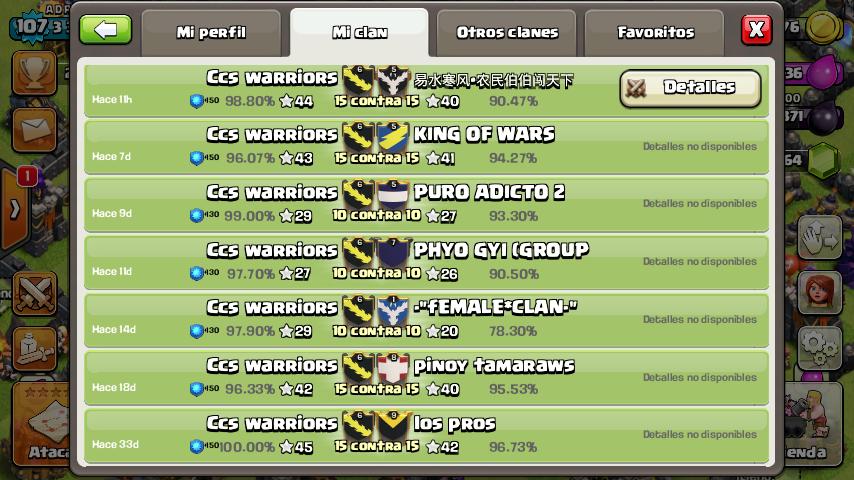 ClanCcsWarriors's tweet photo. AsΓ va nuestro #WarLog, 7 seguidas πͺπͺπ
Reclutamos, requisitos en el perfil... blog del clan, RT pleaseβ¦ Helpπ!! https://t.co/XWs6thHEIO