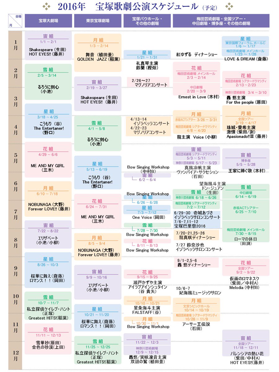 なーが בטוויטר 16年と17年の宝塚スケジュール 16年は巴里祭の日程を間違っていたのを訂正 鈴奈さんと風ちゃんのサロンコンサートを追加