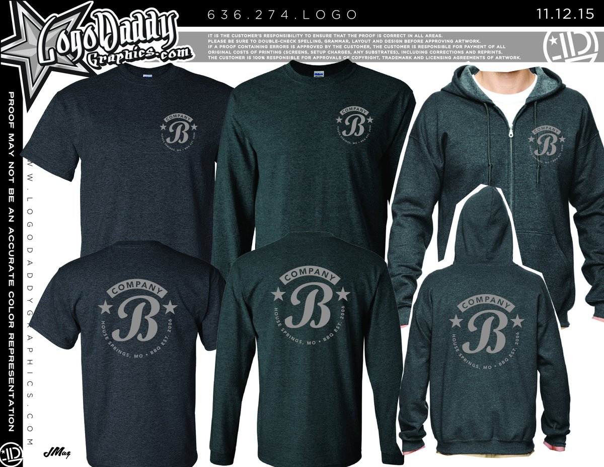 Logodaddy's tweet image. We had the opportunity to work with Company B on creating apparel and a graphic for their window at their restaurant