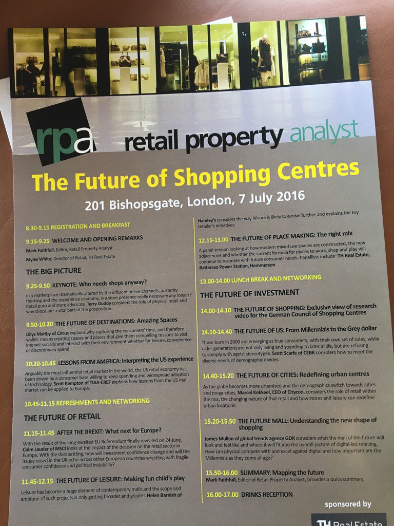 Afternoon session kicking off with our research project on the future of shopping #rpafuturemall  <a href="/RPAnalyst/">Mark Faithfull</a>