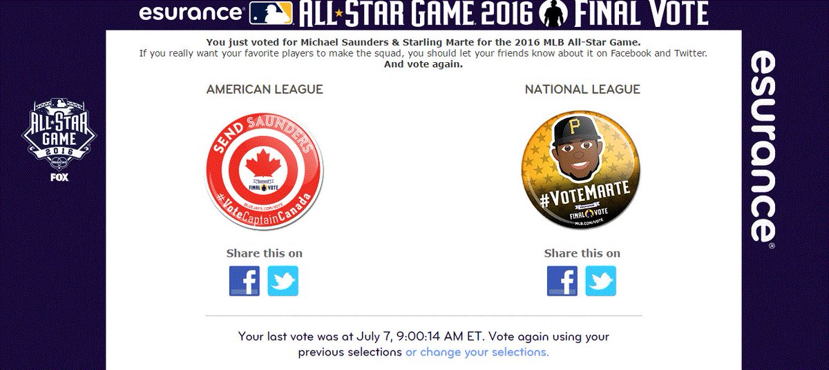 mycatVicki's tweet photo. Just voted for my fave Blue Jay #BTSaunders! https://t.co/acvG2XAiXD
