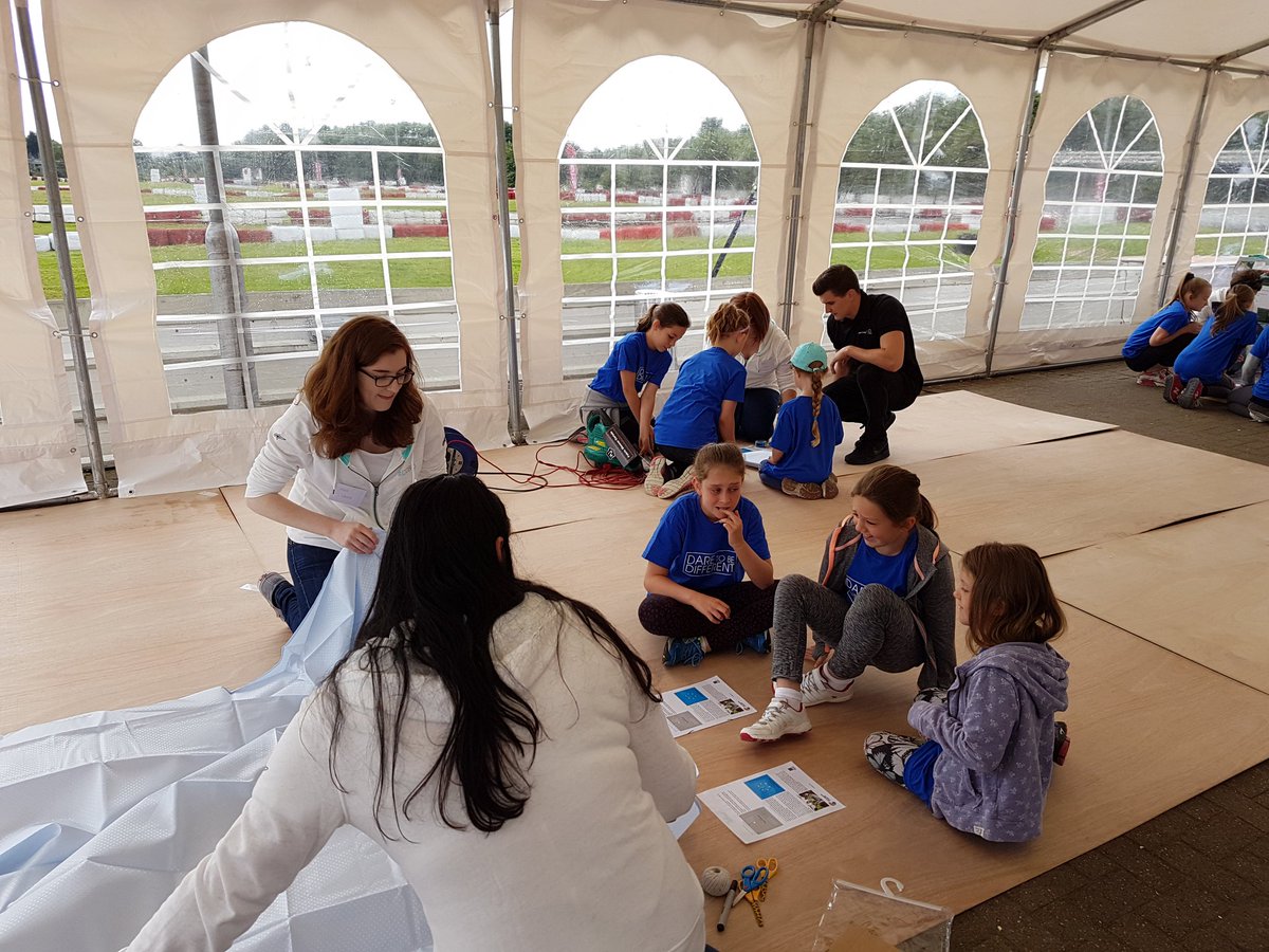 drfonz's tweet photo. Challenge 1 in the @D2BDofficial #girlsinSTEM driving for talent day: Design and build a hovercraft! #F1 #STEM https://t.co/IgeZ5TWcT3