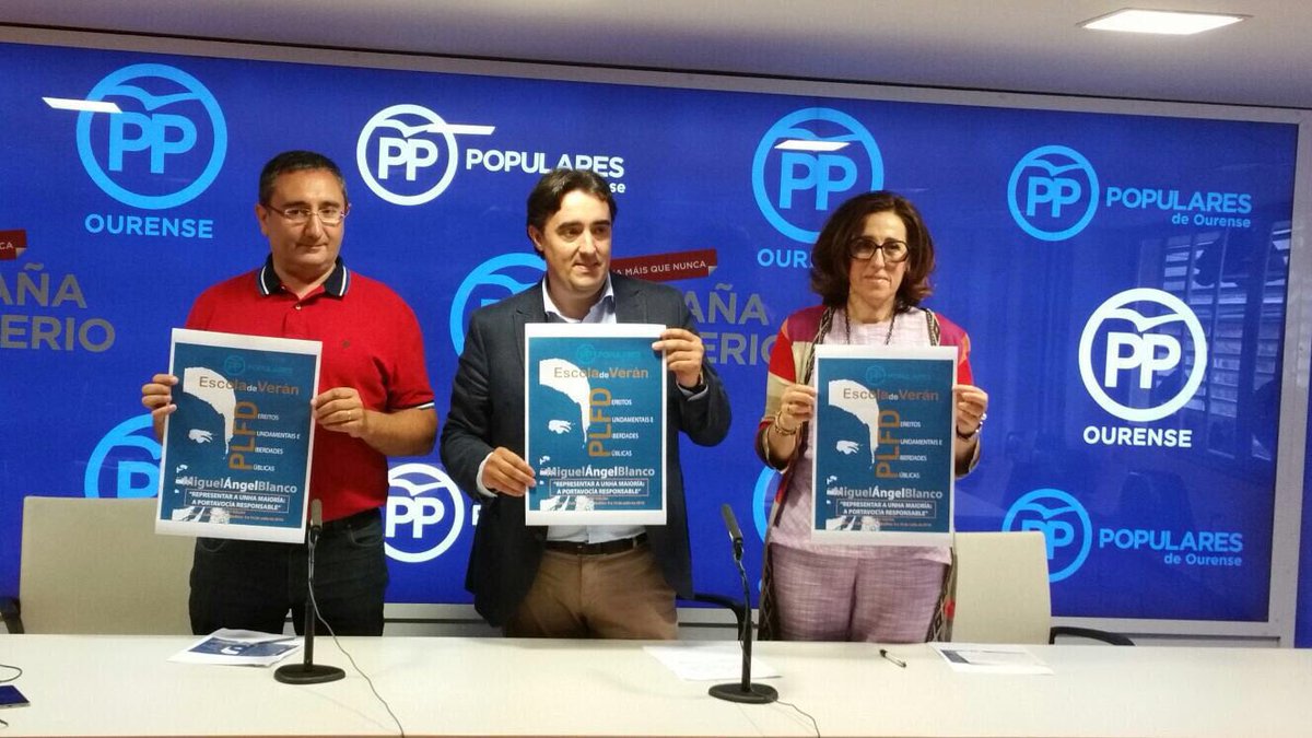 PPdeOU's tweet photo. A @EscolaVeranPPOu Miguel Ángel Blanco adica a súa sexta edición aos voceiros do @GrupoPopularGal PP no @Par_Gal https://t.co/IuAv3jlMr7
