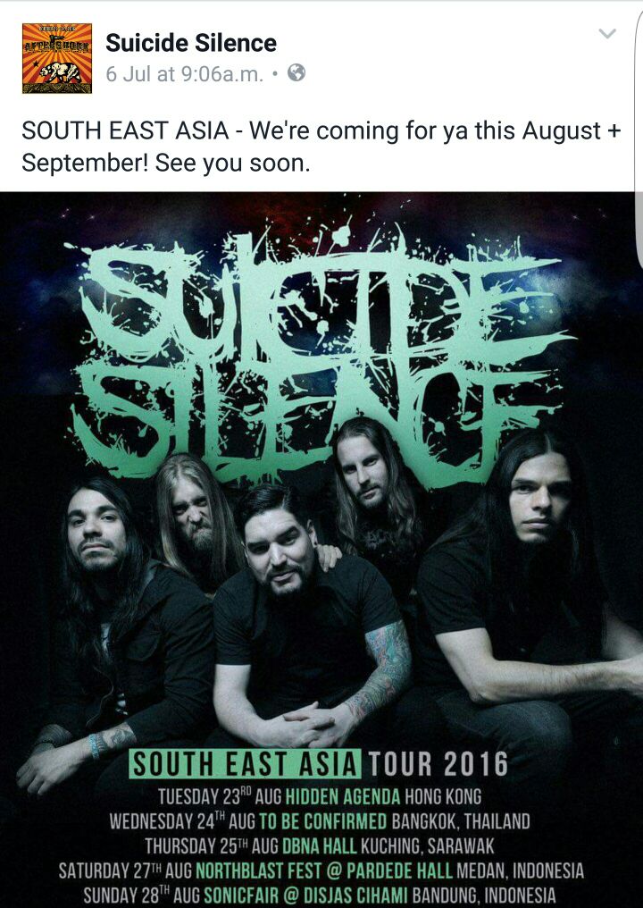 Suicide Silence Confirm Sonicfair Bandung and Northblast Medan 27-28 Aug #magnitudeSonicfair #magnitudeNorthblast