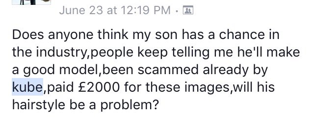 mychildmodel's tweet photo. What do Talent Management, M0del and UK Models have in common? They are all scam agencies who use Kube Studios! https://t.co/MMdFcUYaCE
