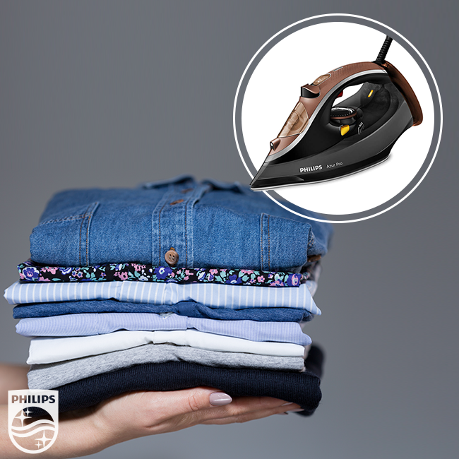 PhilipsTurkiye's tweet photo. Philips Azur Pro'nun güçlü buhar seviyesi ve ultra hızlı kayma özelliği ile ütü işleriniz çabucak bitsin. #AzurPro https://t.co/3XCrKceEDL