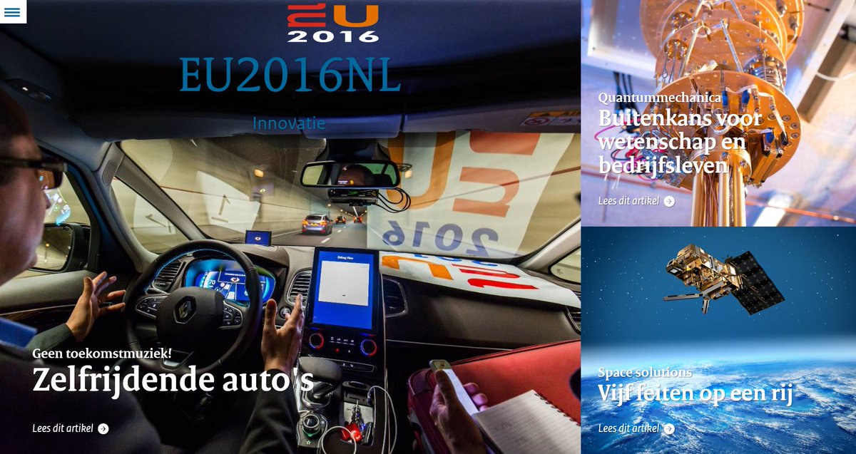 E-zine <a href="/EU2016nl/">Viviane Meuridis</a> over oa zelfrijdende auto's, truck platooning en space solutions #innovatie magazines.rijksoverheid.nl/bz/eu2016-ezin…