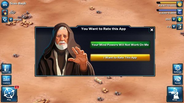 Star Wars knows how to get people to rate their app.