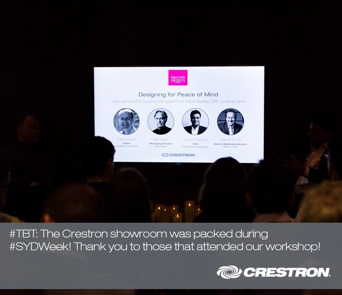 CrestronInt's tweet photo. #TBT: Last week, the #Crestron showroom was packed during #SYDWeek! Thanks to those that joined us for our workshop! https://t.co/NHchF2bR5u