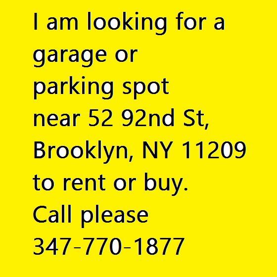 SubwayBarber's tweet photo. I am #looking for a #garage or #parking #spot near 52 #92ndSt #Brooklyn NY 11209 to #rent or #buy 
Call 347-770-1877 https://t.co/T7Z7ZK9X4M