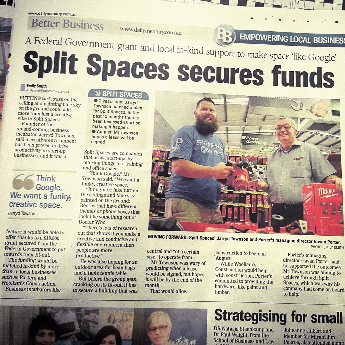 SplitSpaces's tweet image. Thanks #woolamsconstruction &amp;amp; @porterscando for your support of #splitspaces. #communitysupport #mackaypride