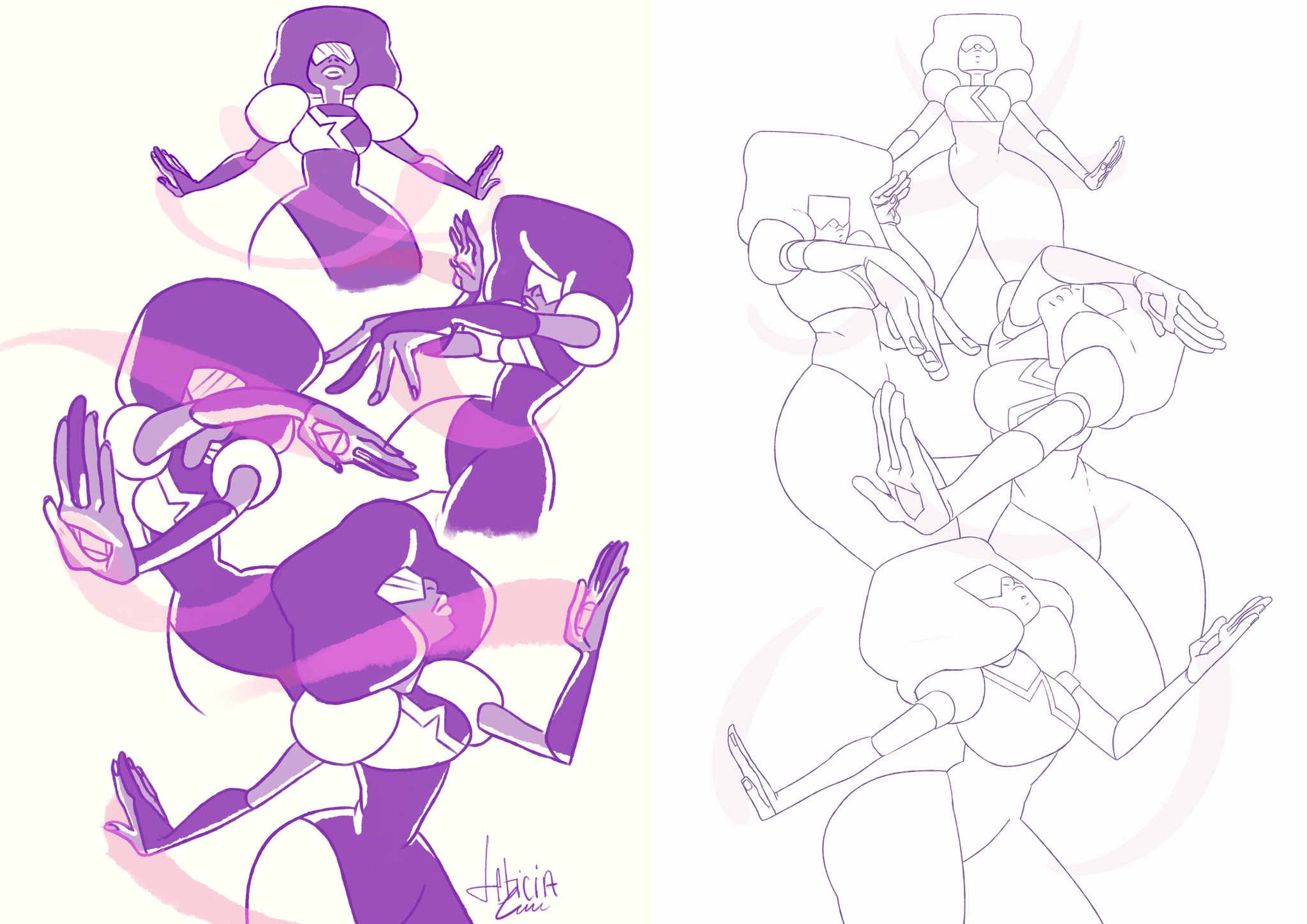 “This day last year, I made my first fanart of Garnet(the one on the left)and now, I did it again, and wow, I'm happy”
