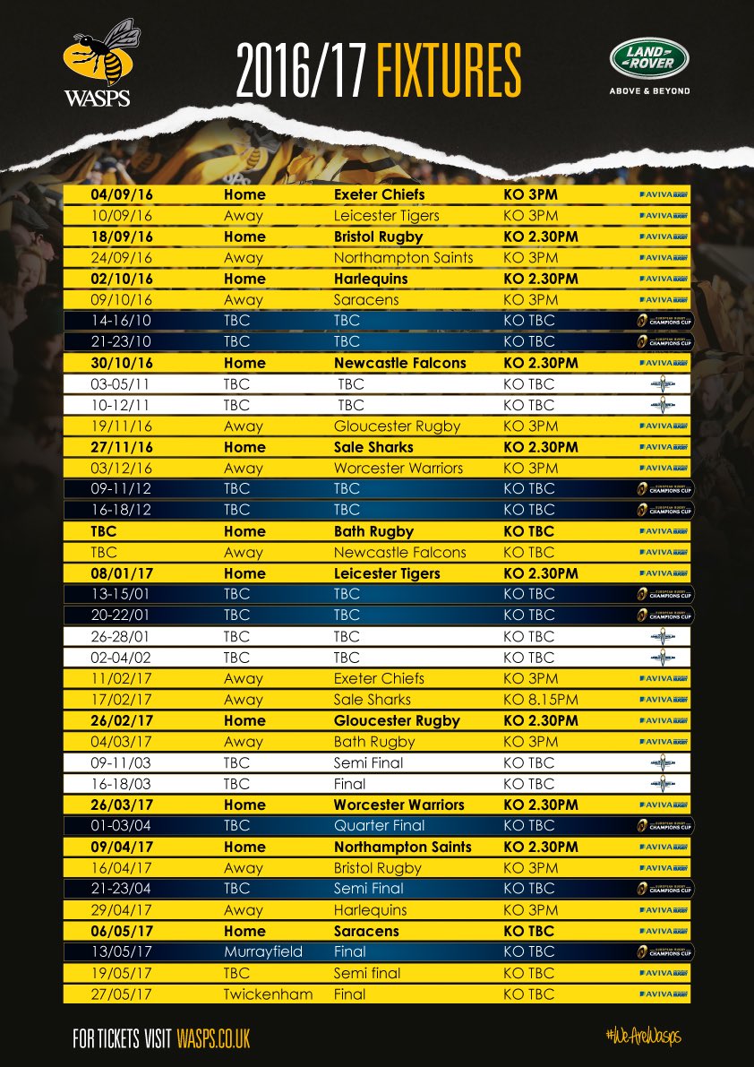 So here are our 2016/17 <a href="/premrugby/">PREM Rugby</a> #PremRugbyFixtures! Which ones are you looking at? 👀✅