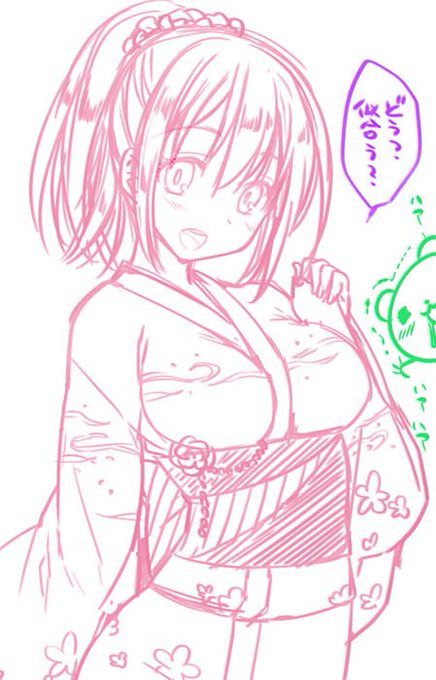 せっかくなのでお仕事絵のラフ。金髪っ娘+浴衣っていう組み合わせでエロいの描きたいな～ もぞもぞ(*‾(エ)‾*)ポッ 
