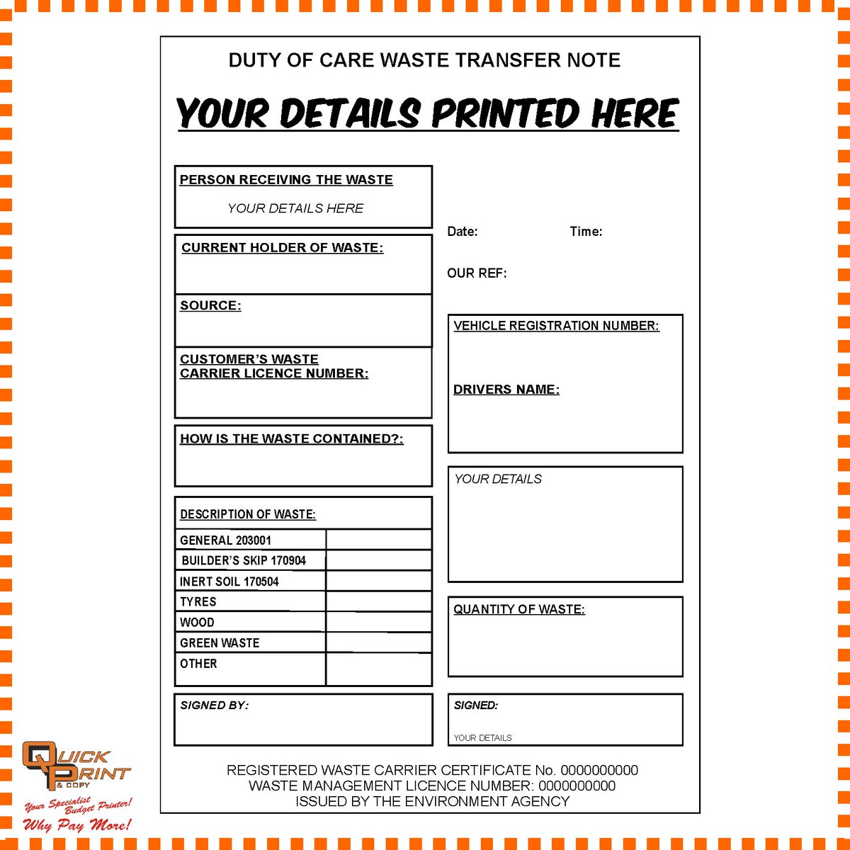 quickprintebay's tweet photo. Carry waste or refuse....You Now Must Have "Waste Transfer Notes".
Visit Our Ebay Shop:  https://t.co/biKvJsxKiK https://t.co/uL3QTU5kIX
