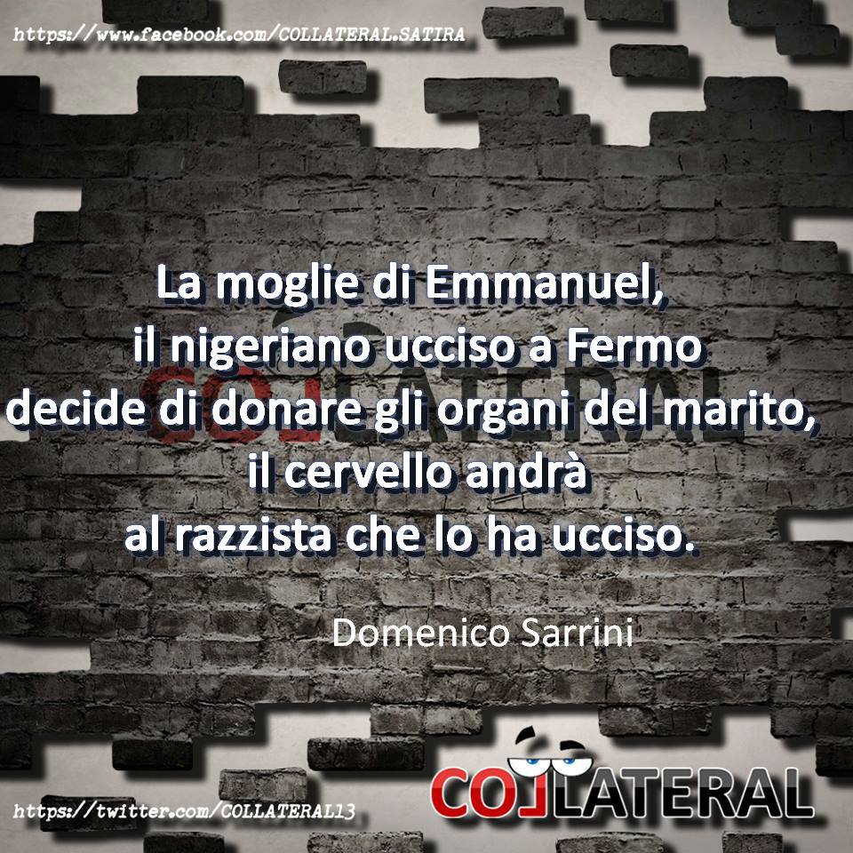 COLLATERAL13's tweet photo. #Emmanuel #Fermo #donazioneorgani #NoRazzismo - @domenicosarrini https://t.co/DFcPyb6LQC