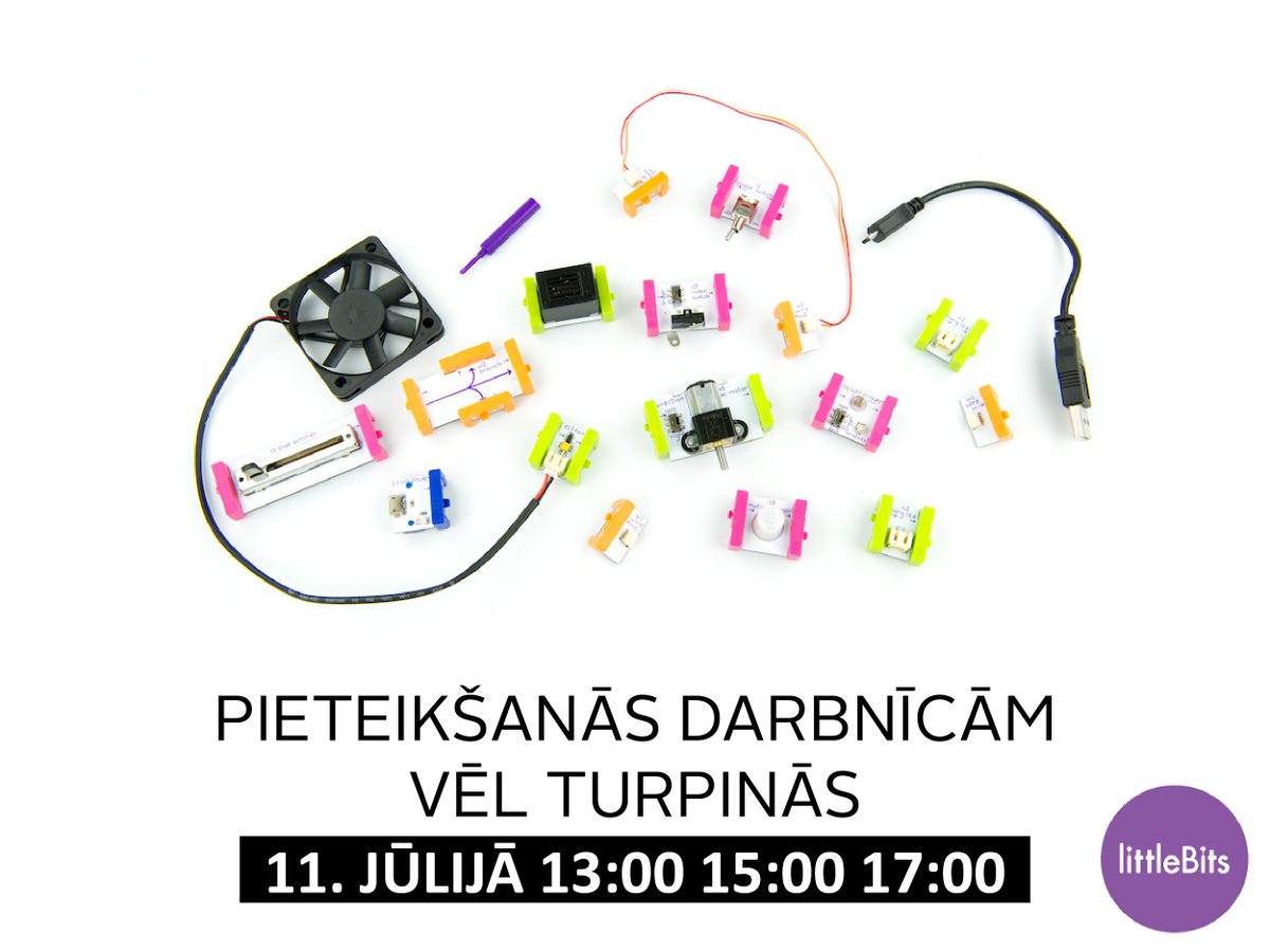 LittleBits darbnīca 11.07. 13:00/15:00/17:00 Brain Games veikalā Kr.Barona ielā 55. +info: krisjanis@brain-games.com