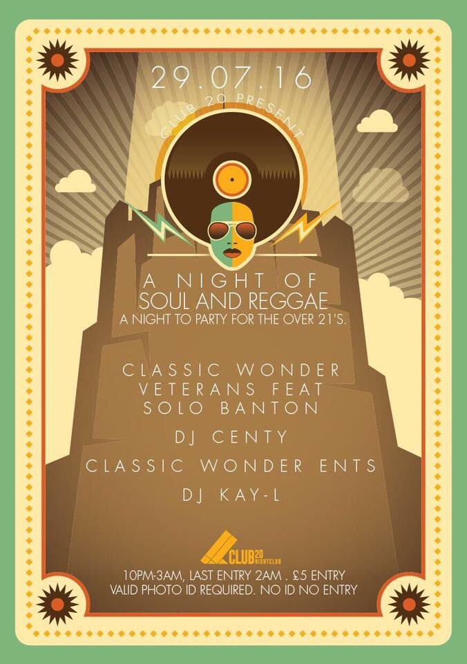 Club20Reading's tweet image. A night out soul and reggae - 29.07.16 

bit.ly/29wPBsi