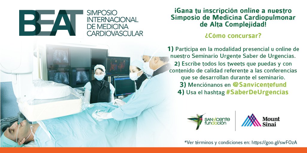 sanvicentefund's tweet photo. Si estás participando en nuestro Seminario Urgente #SaberDeUrgencias puedes ganar tu inscripción al #SimposioBEAT https://t.co/ErgIQPNntl