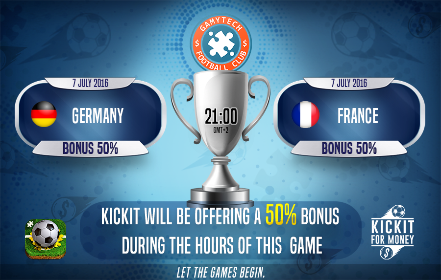 kickitformoney's tweet photo. Don't forget tonight 50% BONUS on each deposit during tonight match #FRA    vs #GER     #FRAGER  #EURO2016    ⚽⚽⚽ https://t.co/vciJPAdYaS
