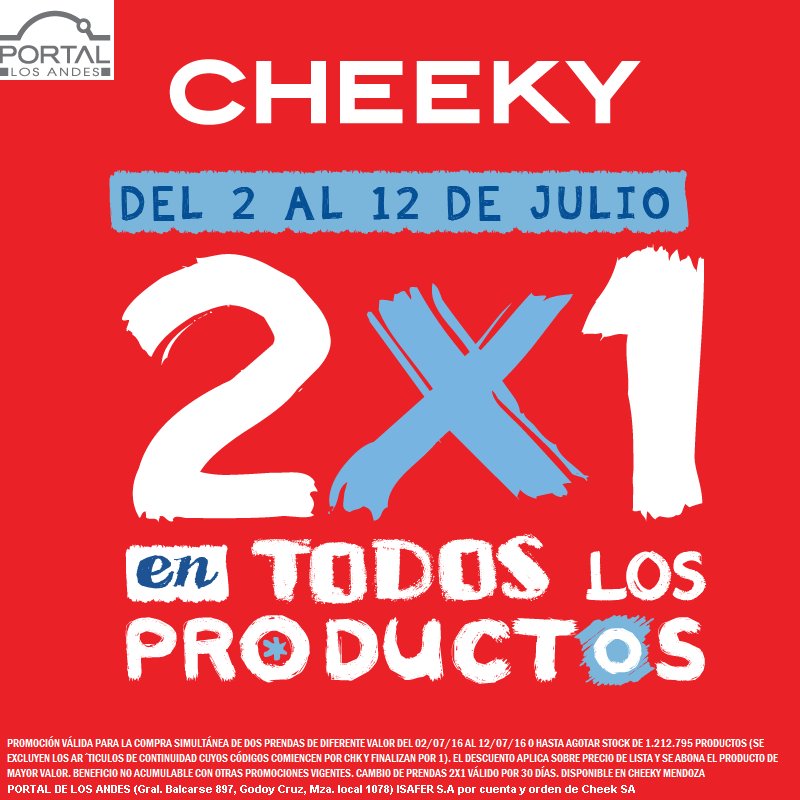PortalLosAndes's tweet photo. ¡Imperdible 2x1! Te esperamos en nuestro local de #Cheeky :) https://t.co/Evg9UQ8Qr2