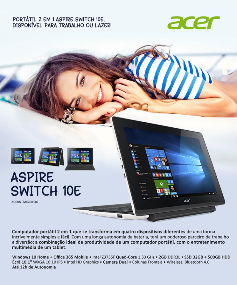 DataboxInformat's tweet photo. ACER ASPIRE SWITCH 10E
 Computador portátil 2 em 1 que se transforma em quatro dispositivos diferentes. https://t.co/NHIlC2NlXI