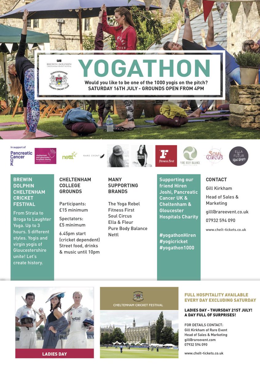 Calling out to all #yoga peops &amp; #yogi-virgins. 16th July <a href="/brewindolphin/">RBC Brewin Dolphin</a> &amp; <a href="/Gloscricket/">Gloucestershire Cricket</a> fest are holding a #YOGATHON