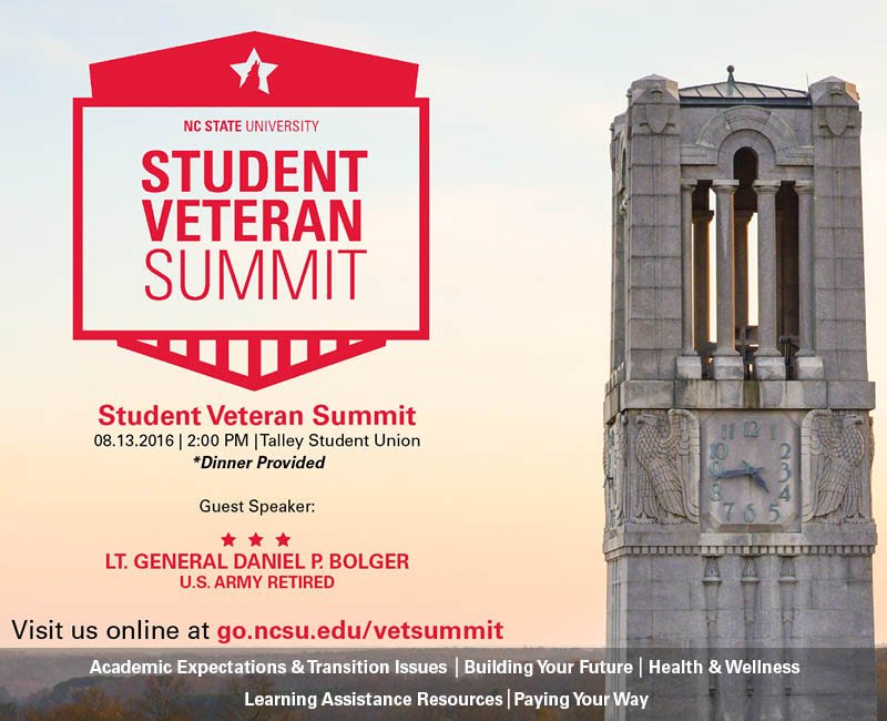Are you an incoming student veteran or dependent? Register for the Student Veteran Summit! go.ncsu.edu/vetsummit